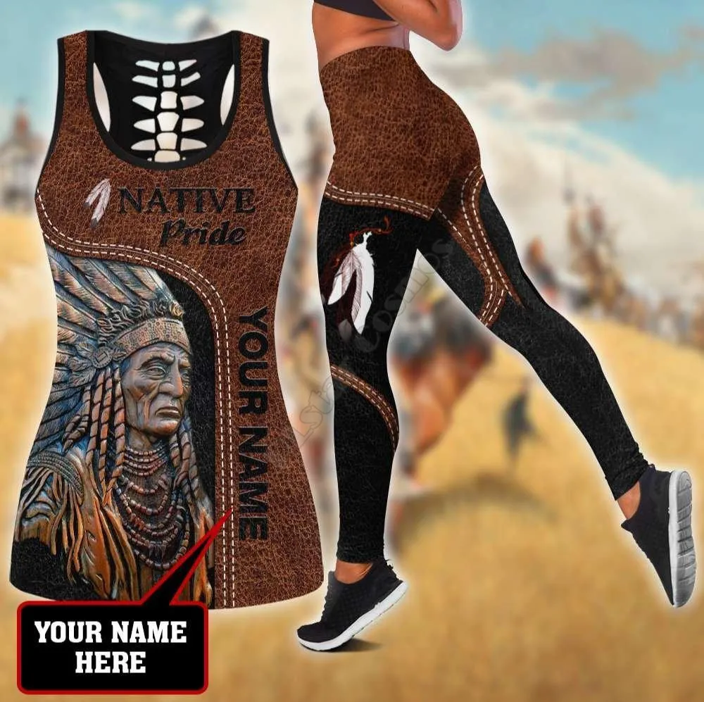 

Customize Name Native 3D Printed Tank Top+Legging Combo Outfit Yoga Fitness Soft Legging Summer Women For Girl 02