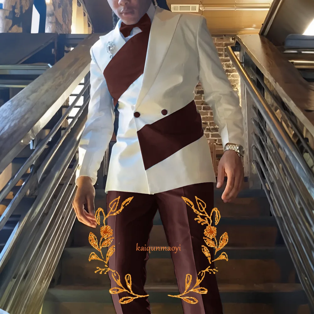 Men's Suit 2 Piece Set Stylish Design Formal Party Dress Elegant Men's Suit Color Block Blazer Pants Customized Outfit