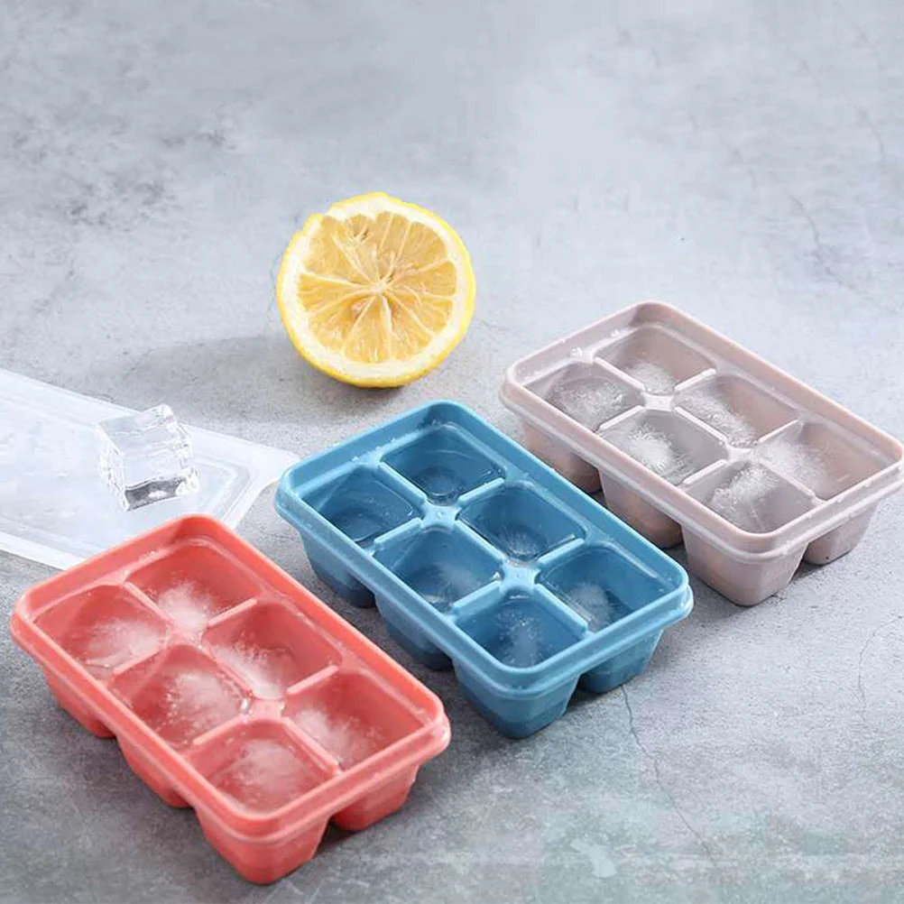 3pcs Fridge Ice Making Mold Ice Lattice Mold Tray Cube with Cover Silicone Tray Rectangular Molds