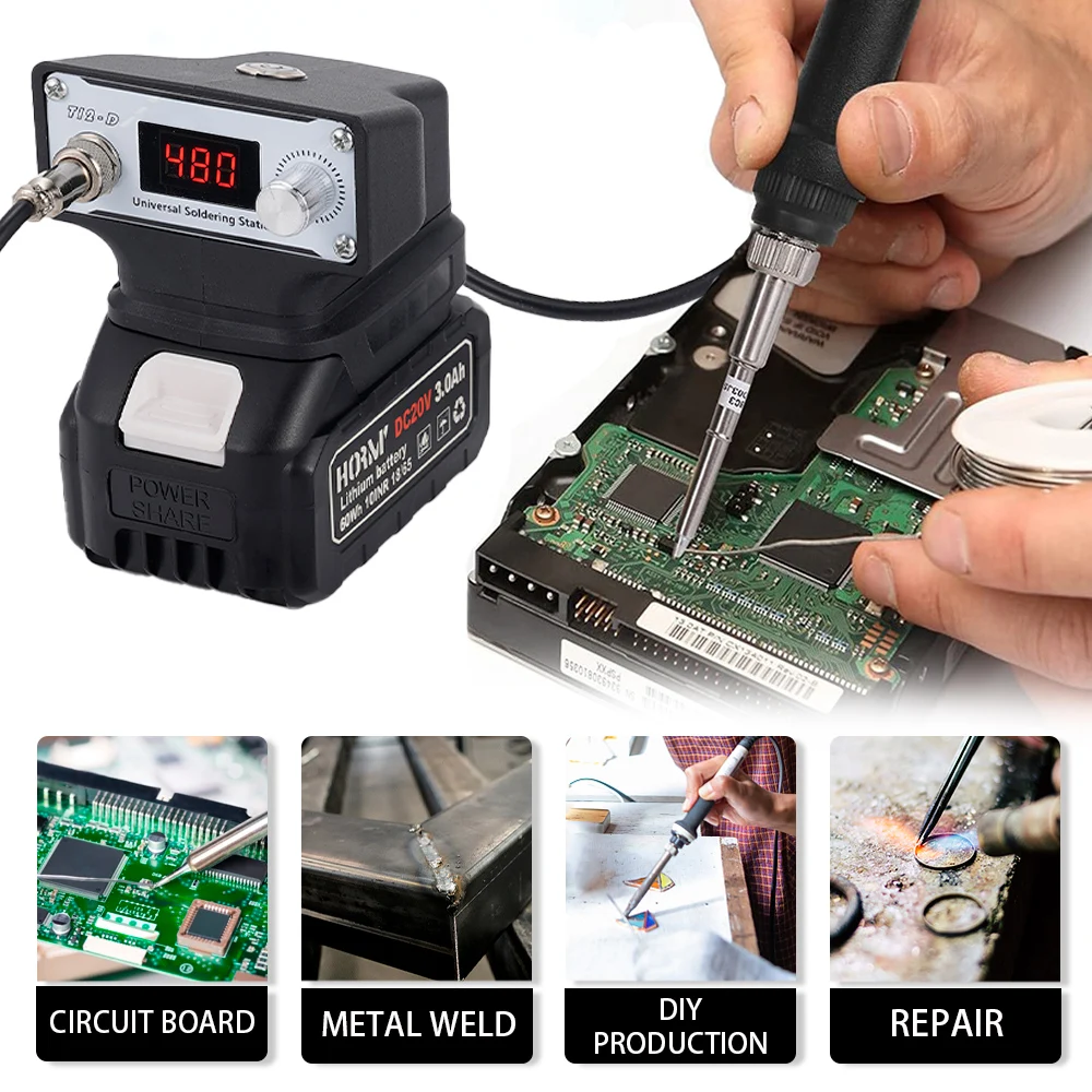 Hormy T12 Wireless Resistance Welder Station Digital Display Welding Soldering Iron IC Repair Solder Tool For Makita 18V Battery