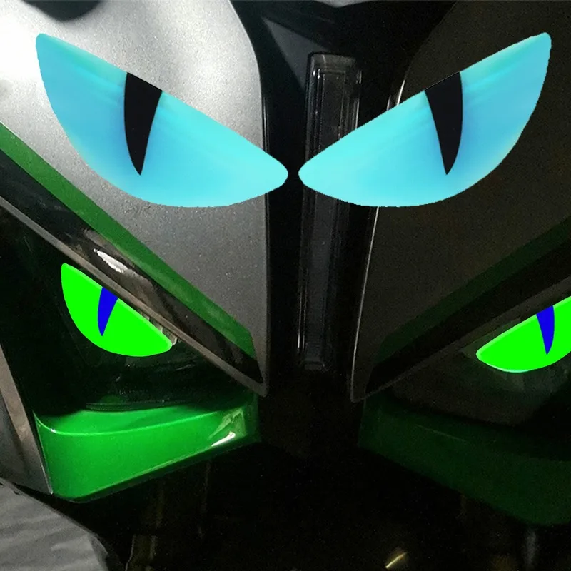 6 Reflective Luminous Devil's Eye Car Stickers Green Auto Motorcycle ...