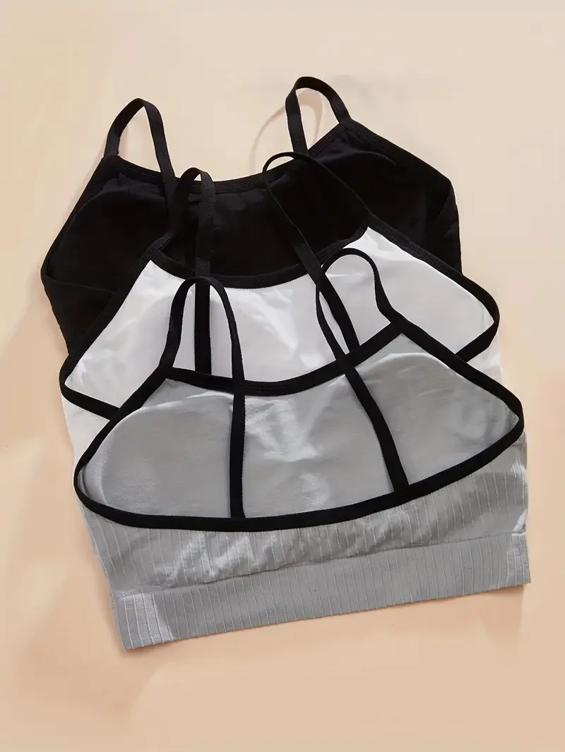 Description Picture 4 of item2 Piece Seamless Sports Bra, Comfy & Breathable Running Workout Tank Bra, Women's Lingerie & Underwear