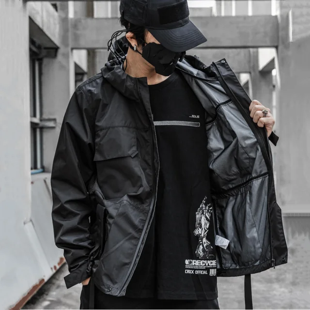 Reflective Patch Multi Pocket Hooded Jacket 2