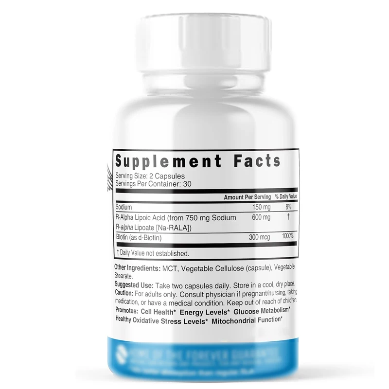 Alpha Lipoic Acid Capsules 600mg R Lipoic Acid with Biotin 60 Vegetarian Capsules