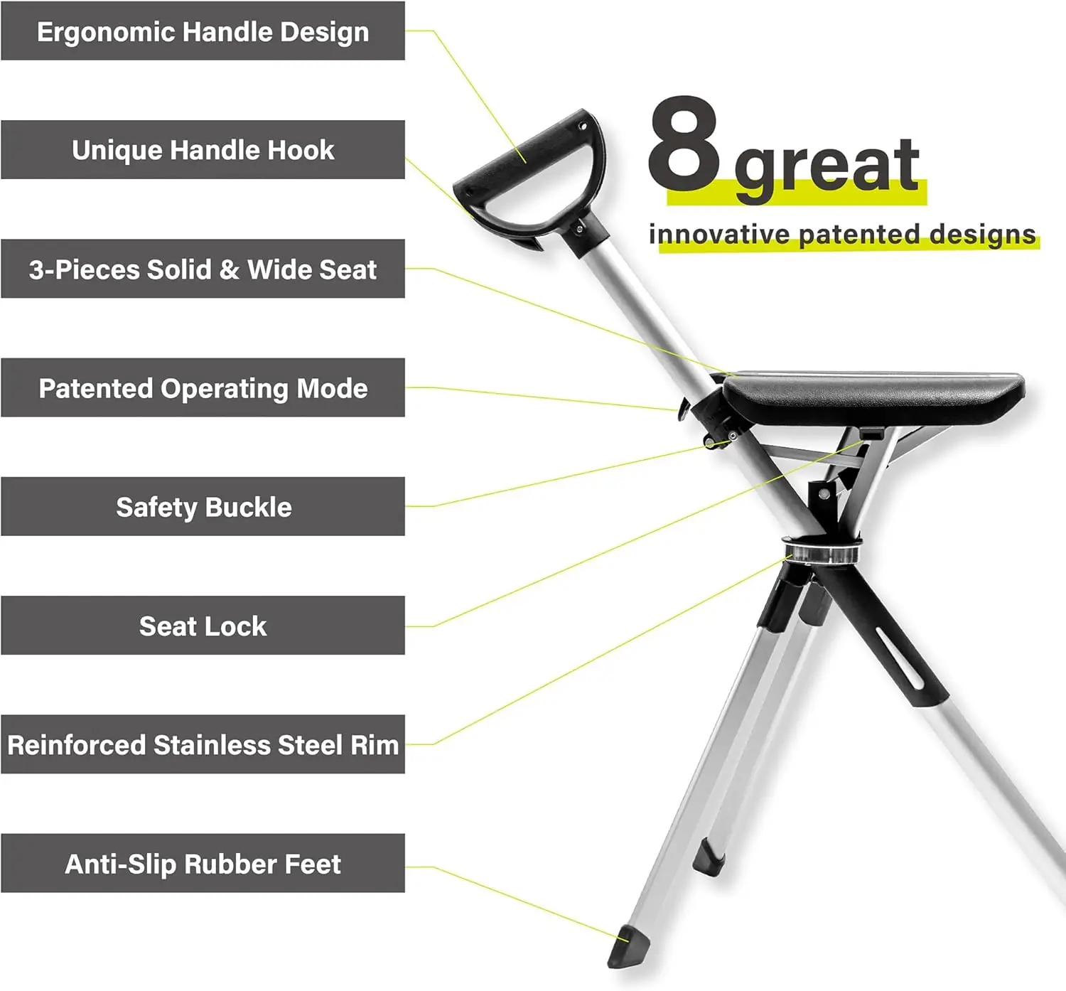Chair Series 2- Portable Walking Stick, Cane with Seat, Foldable Chair