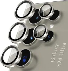 Premium Camera Lens Protector with Individual Metal Rings and Tempered Glass - 5X Strength - S25 (Titanium Gray)