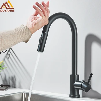 Rubinetti da cucina con sensore tattile intelligente Rubinetto con controllo touch sensibile Rubinetto miscelatore Estraibile Rubinetti con sensore di rotazione a 360 gradi 1