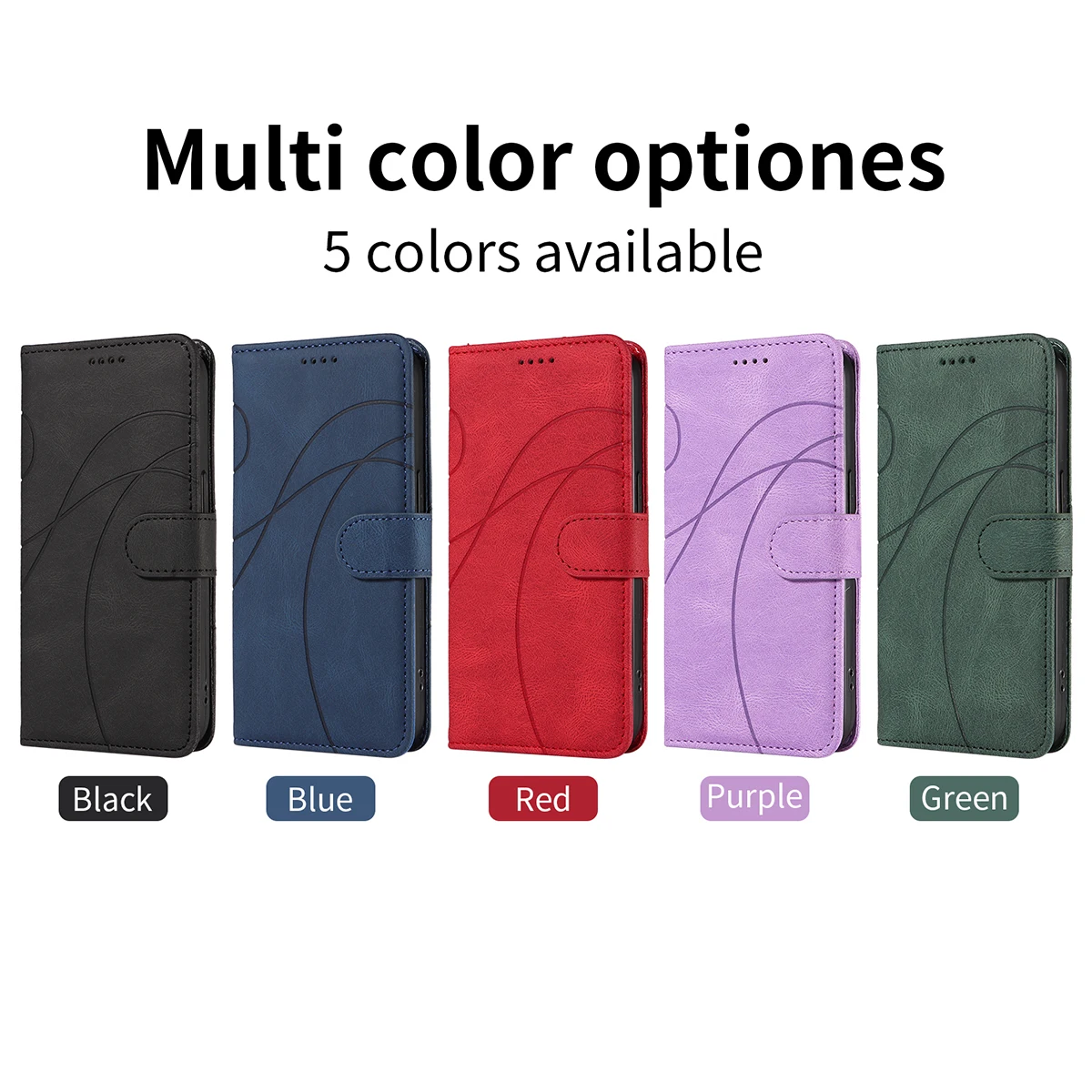 Premium Line Leather Flip Wallet Case with Card Slots - Book Cover Design