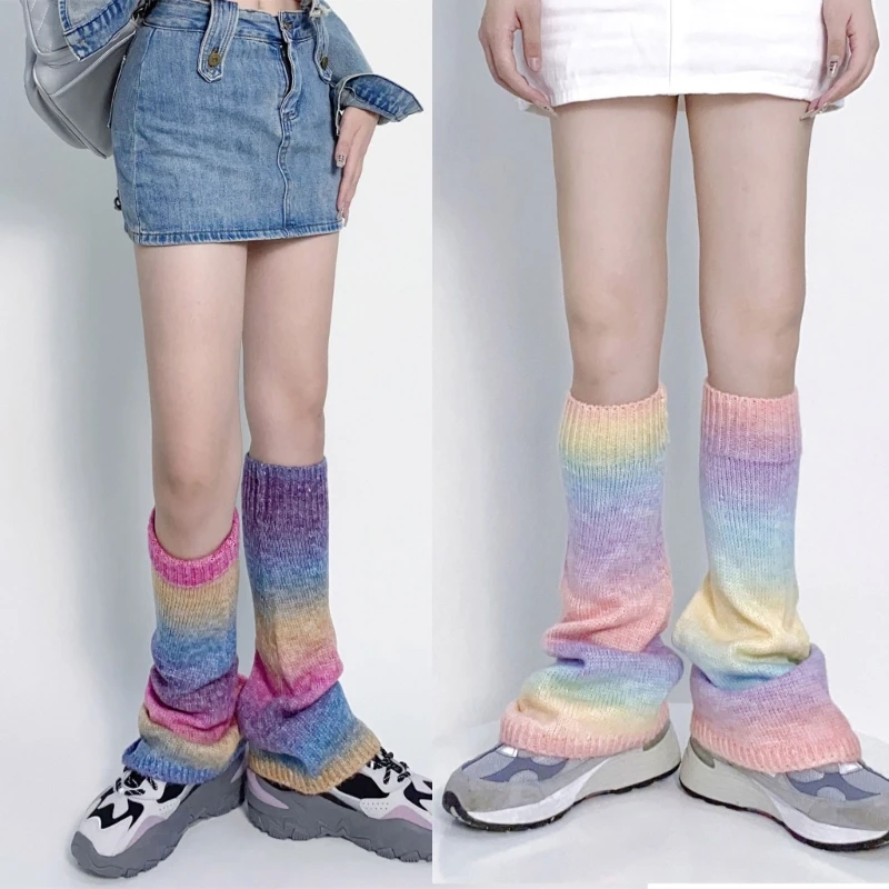 

Women Baggy Loose Foot Cover Stockings Gradient Rainbow Leg Warmers Streetwear Dropshipping