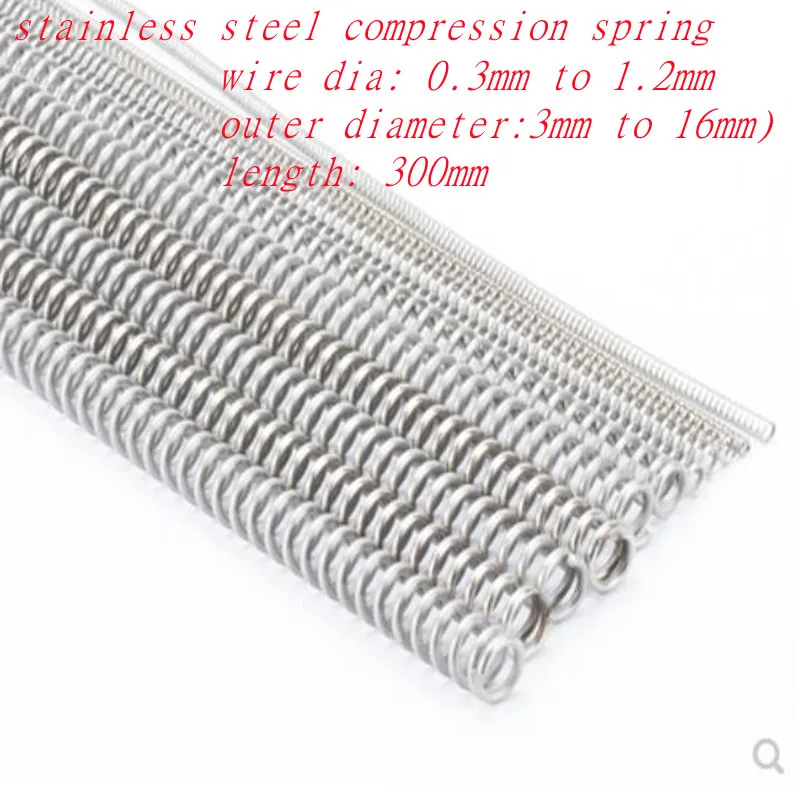 5 Stück Edelstahl Druckfedern 0,3mm 300mm - Lange Federn 3-5mm Außendurchmesser