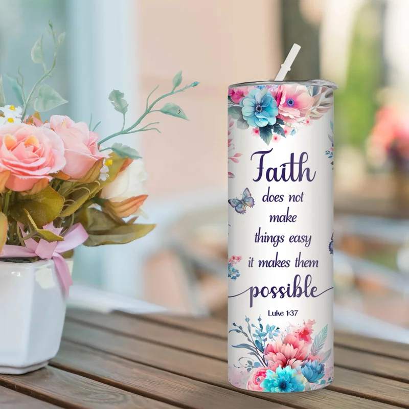 1pc Faith Tumbler With Straw 4