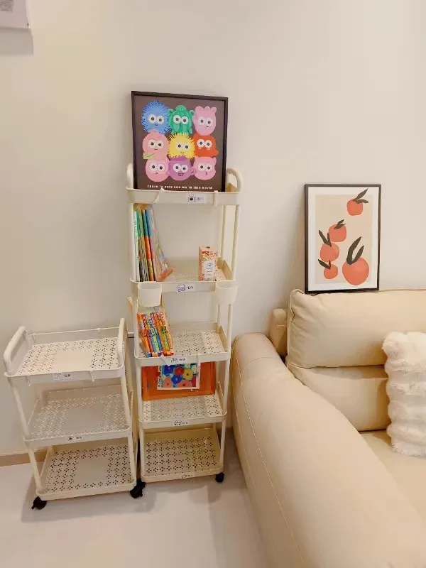 Bookshelf Storage Trolley Mobile Kitchen Organizer Cart With Wheels Multi-Layer Bathroom Shelves Household Snacks Storage Rack storage rack bookshelf storage rack rolling storage cart