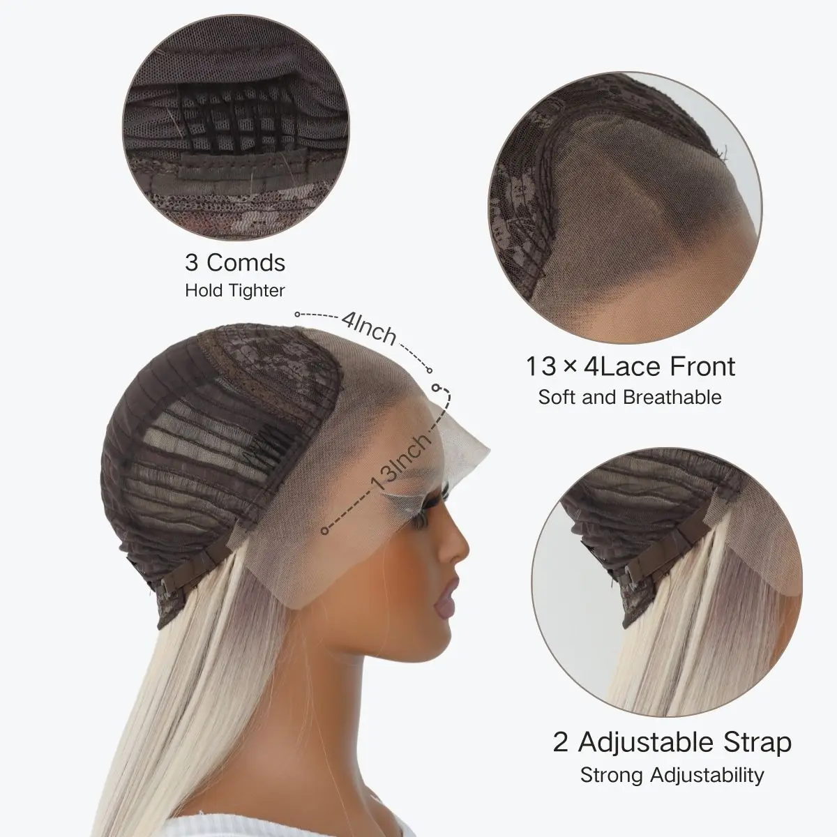 Highlight Ash Blonde Lace Front Wig Straight Ombre Brown Mixed Blonde 13x4 Synthetic Lace Front Wigs for Women 24Inch