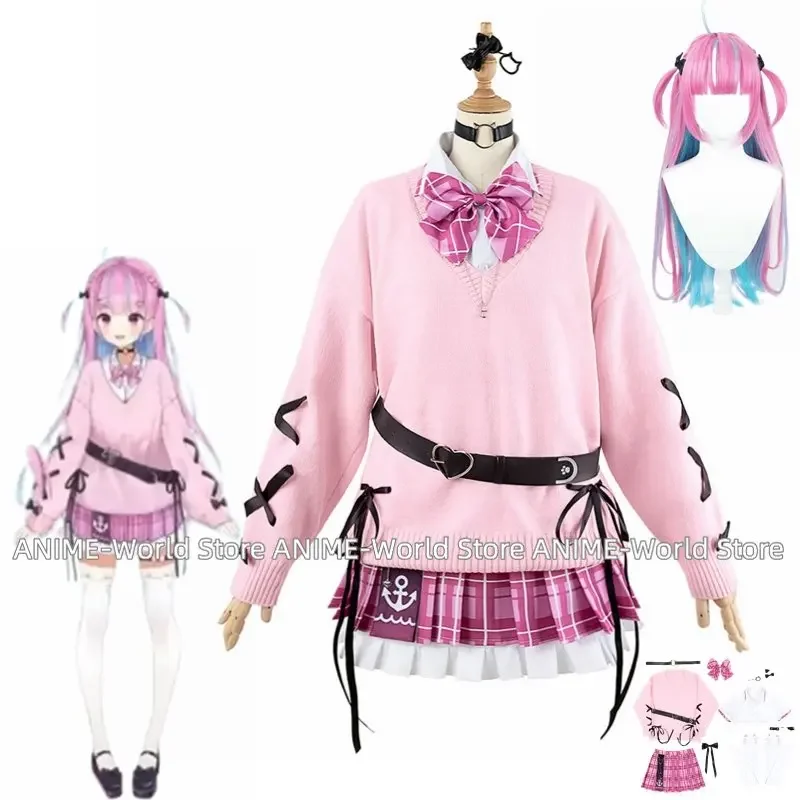 

Hololive Vtuber Minato Aqua Косплей Костюм Аниме платья Рождество Хэллоуин парик