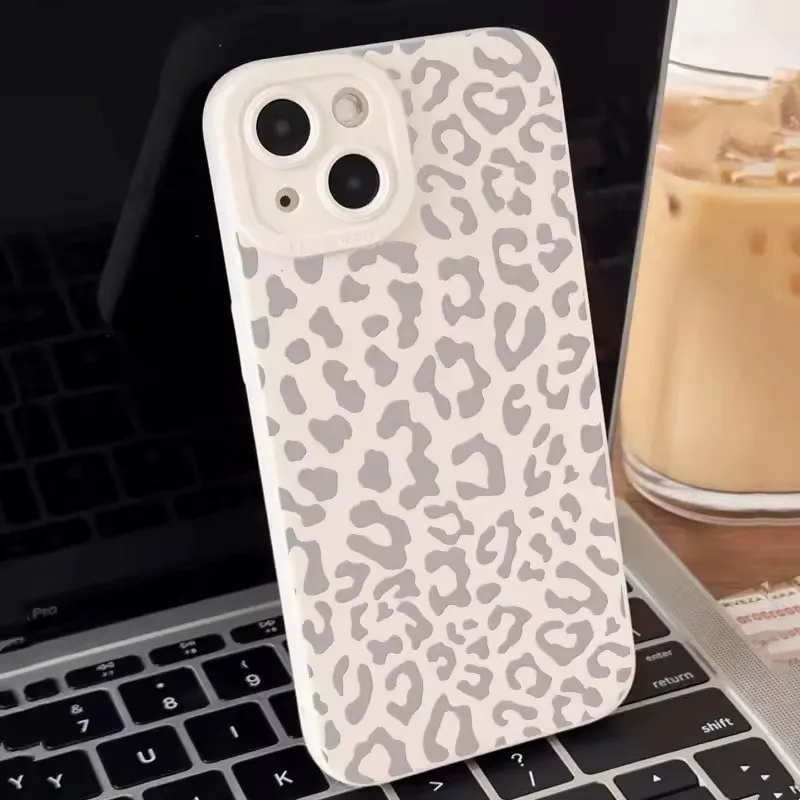Stylish Gray Leopard Print Shockproof Phone Case
