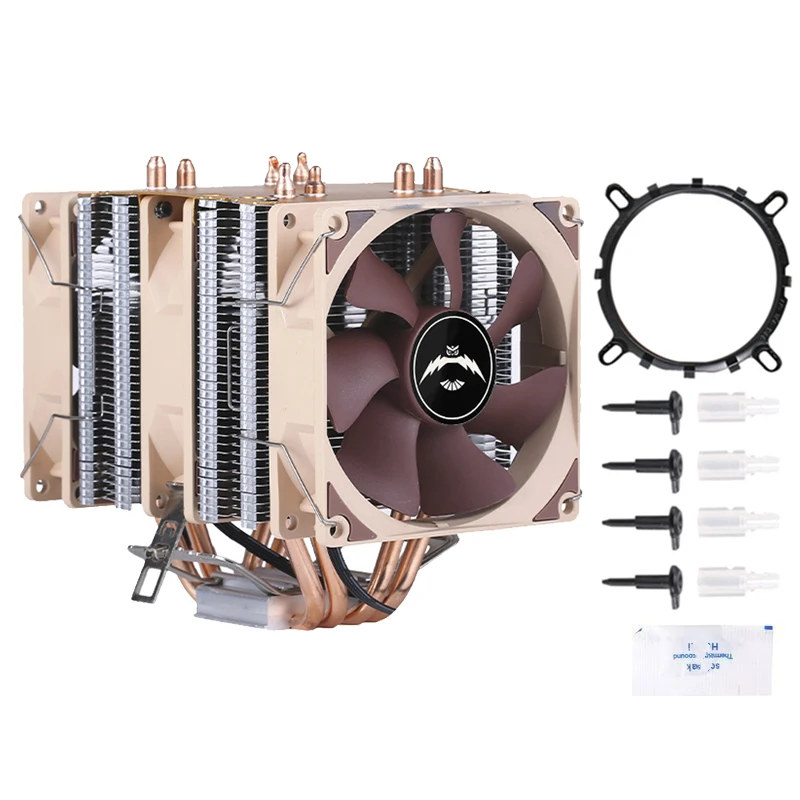 Cpu Ventola Di Raffreddamento Raffreddata Ad Aria 4 Processore Per Computer Twin Towers Per Tubi Di Calore Adatto Per L'Installazione Di Lga775 115X12