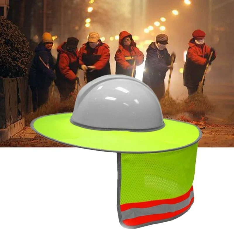 Sunshade Outdoor Construction Safety Hard Hat Sun Shade Neck Shield Reflective Stripe Protective Helmets Shield