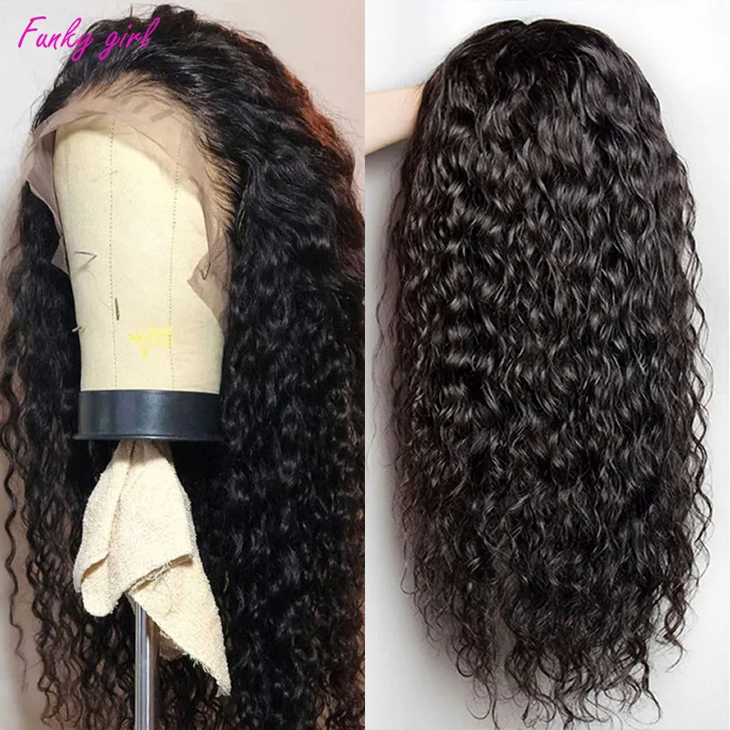 Human Hair Wig Water Wave Brazilian Curly Hair 13x4 Lace Front Wig Real Human Hair Wig For Black Women