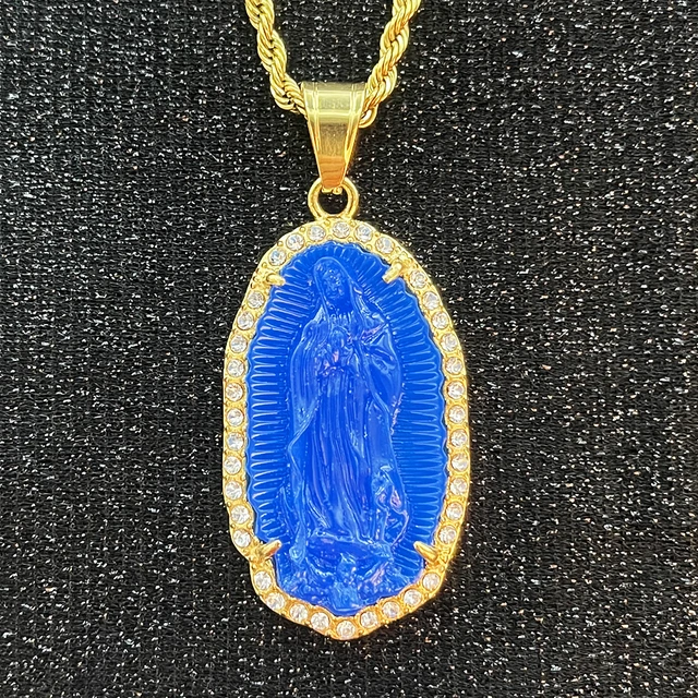 Oil Jade Virgin Mary Pendant Necklaces 