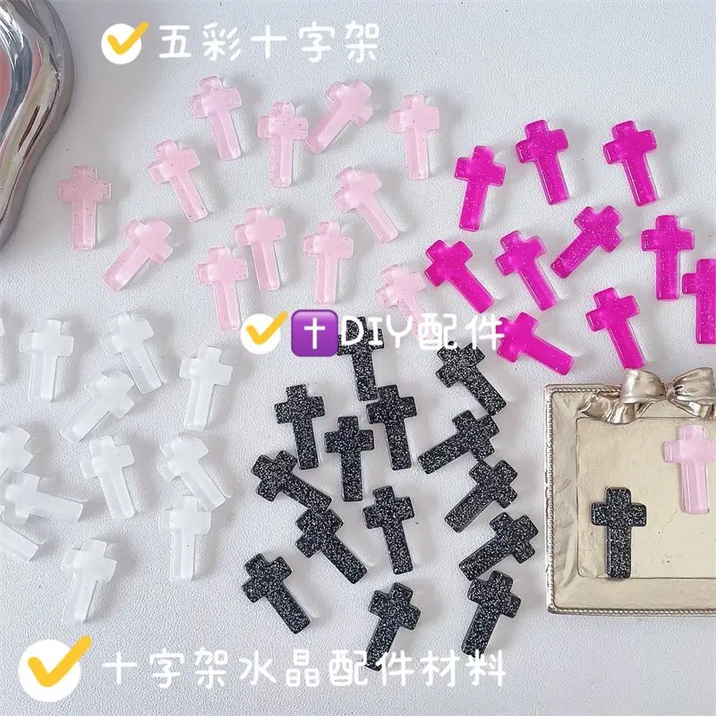 Translucent Glitter Crystal Cross Handmade Decorative Accessory Gift