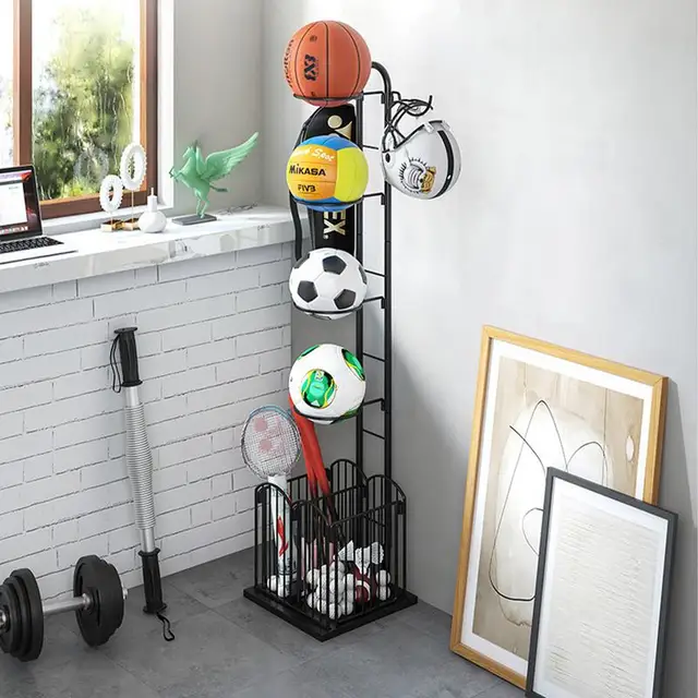 Sports Ball Storage Rack Balls Storage Stand Vertical Ball Rack Layered Ball Storage Rack Basketball Holder Display Stand Rack