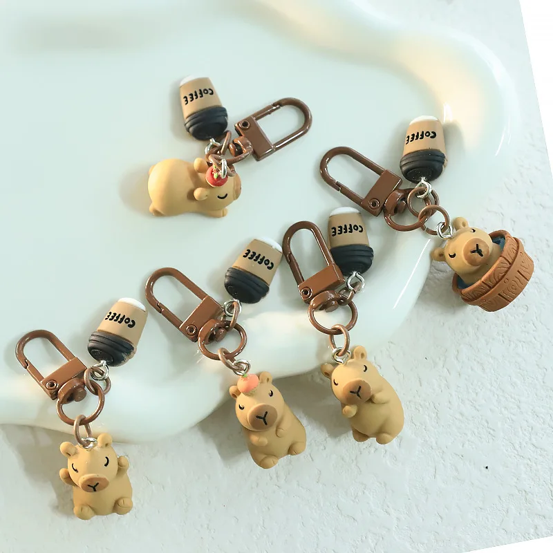 Key Chains Cute Resin Capybara for Women Girls Capibara Animal Kawaii Bag Backpack Charms Couple Friend Jewelry Gift