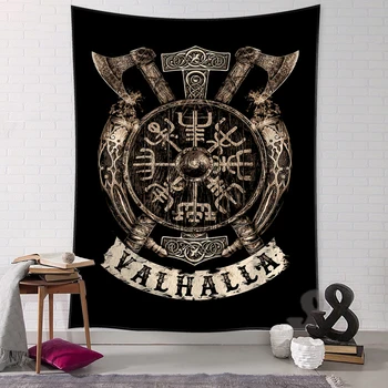 Viking rétro mystérieux corbeau tapisserie tenture murale Boho Hippie Tarot sorcellerie salon chambre décor à la maison 1