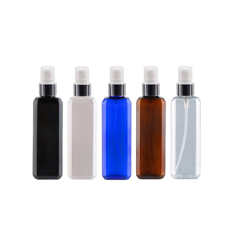 

100ml Empty Black Square Fine Sprayer Pump Bottles 100CC White Liquid Cosmetics Container Silver Aluminum Mist Spray 3.4oz