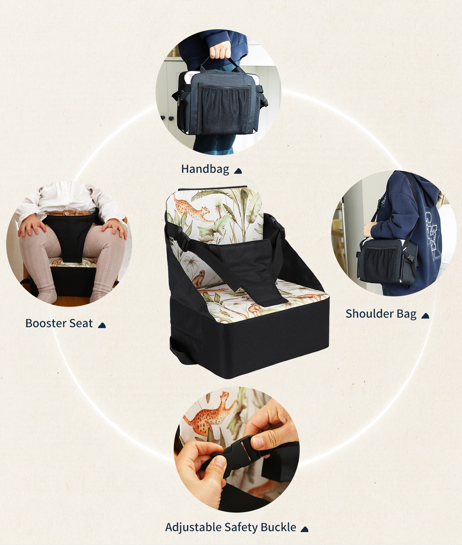 Description Picture 3 of itemINSULAR Chair Saddle Waterproof Child Anti-slip Cushion Kids Foldable Seat High Pad Comfortable Toddler Booster Seat Portable