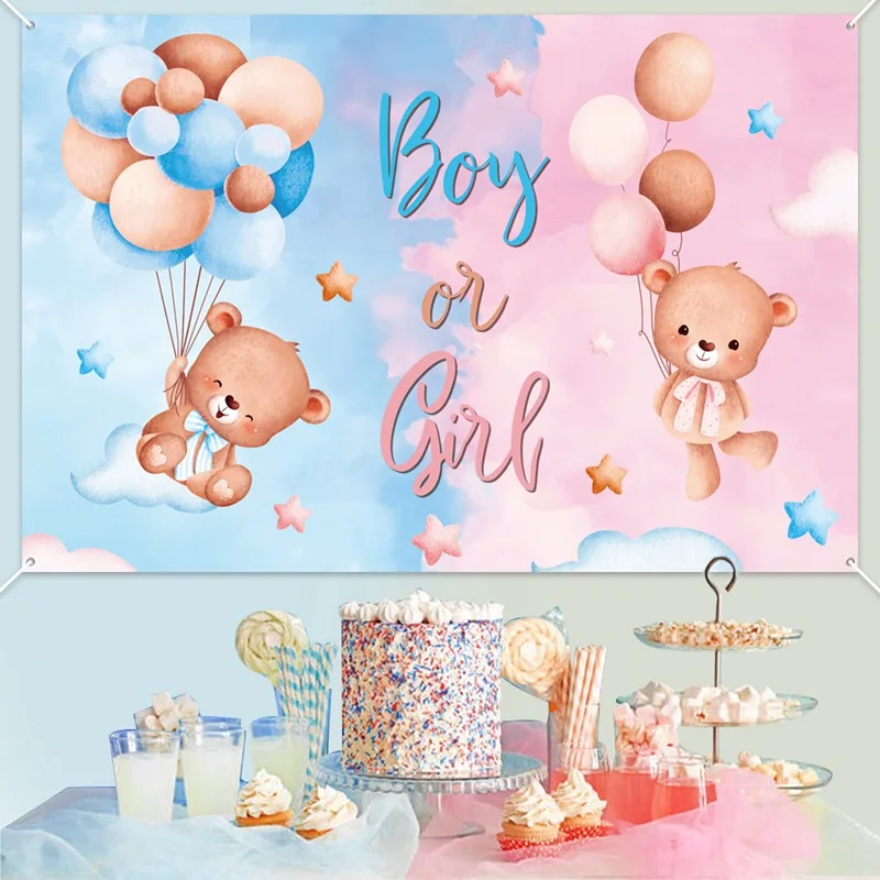 Description Picture 4 of itemGender Reveal Backdrop Photocall Ggender Reveal Party Banner Background Happpy Birthday Pary Decor Kids Boy Girl Baby Shower