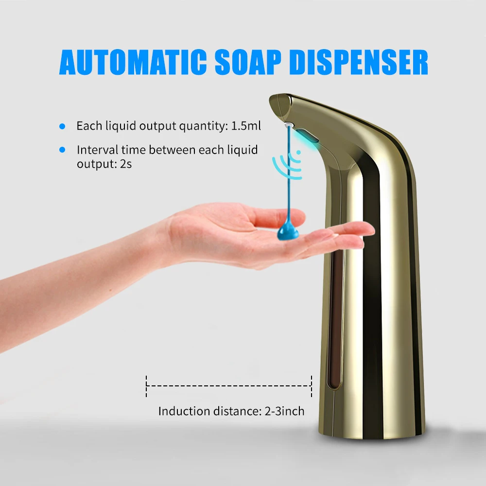 400mL Automatic Soap Dispenser Infrared Hand-free Touchless Dish Liquid Lotion Gel Shampoo Chamber for Bathroom Kitchen
