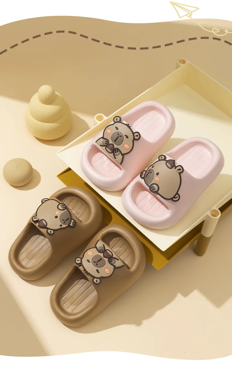 Capybara Hausschuhe für Kinder Badezimmer-Pantoffeln Sommer Mädchen Jungen Cartoon Niedliche Modische Hausschuhe Kinder Outdoor Strandschuhe – Detail 4