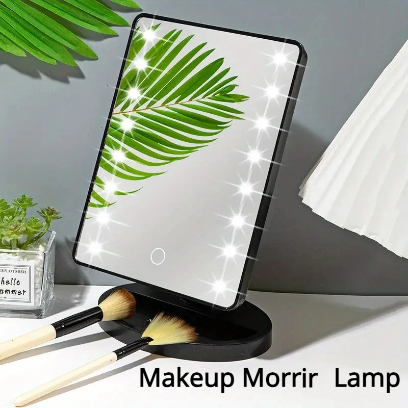 16LED Makeup Mirror 360&deg; Rotating ABS Plastic Frame Desktop Cosmetic Mirror Battery Powered Portable For Lady Student makeup mirror mirror lights makeup mirror lights