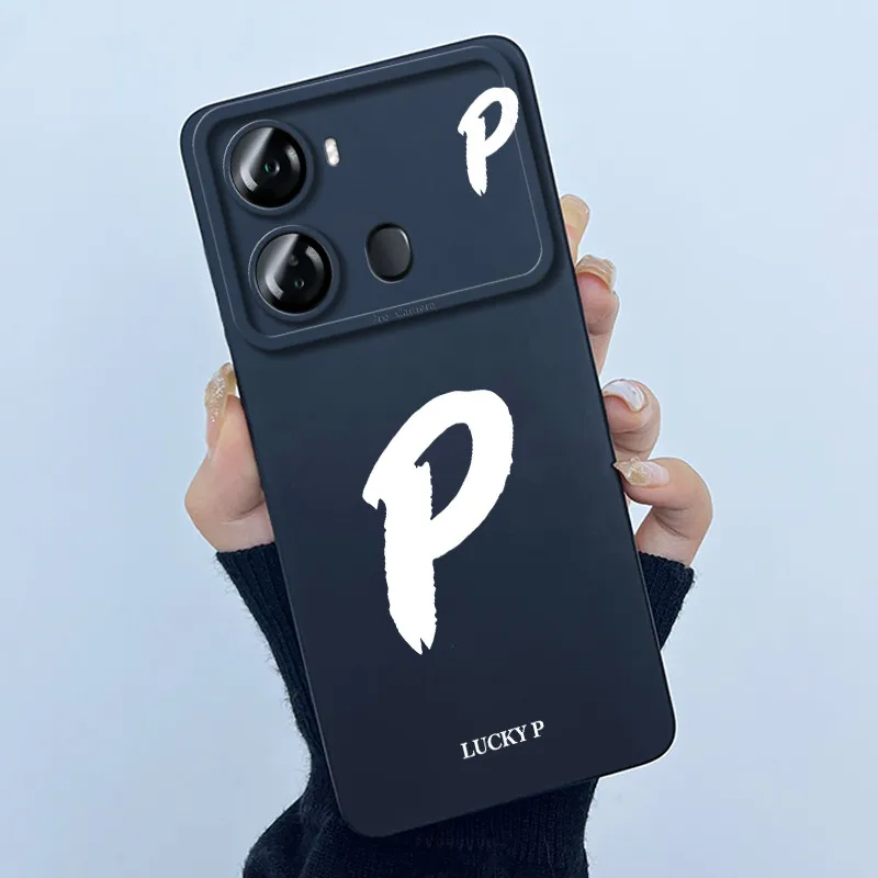 Lucky Initial Letter Soft Matte Silicone TPU Shockproof Phone Case