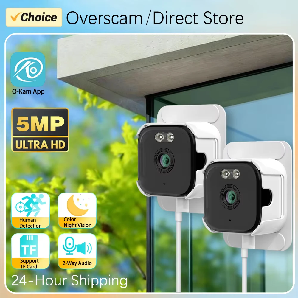 O-Kam Pro 5MP 듀얼 밴드 미니 무선 창문 IP 카메라 간편 설치 보안 ..