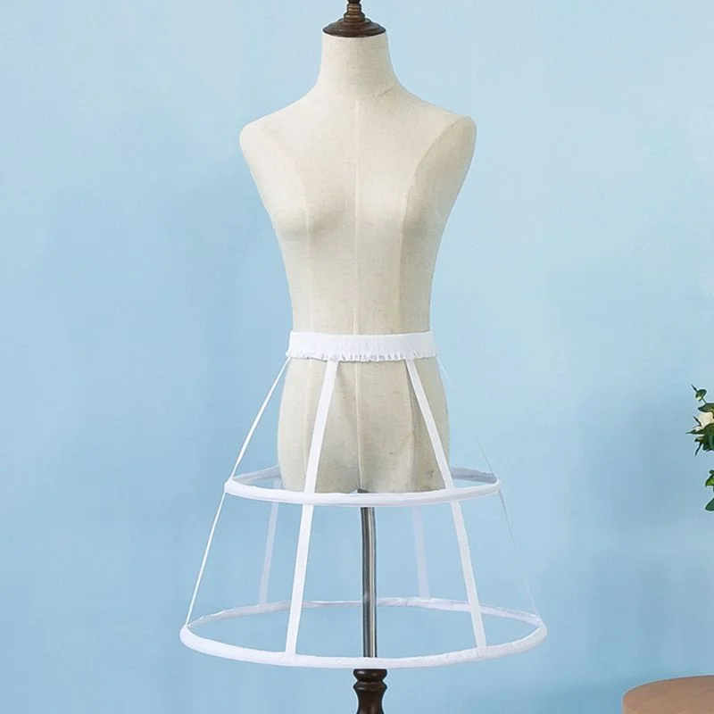 Wedding Petticoat Short Wedding Bridal Petticoat Crinoline Underskirt for Women Dress 50cm Adjustable Pannier 2 Hoop Cage Skirt