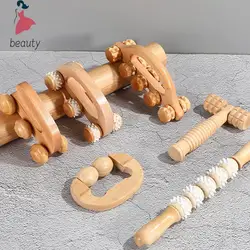 1Pc Wood Roller Body Reflexology Acupuncture Therapy Meridians Scrap Lymphatic Drainage Face Lift Tool Massager