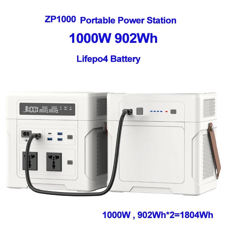 902Wh/1804Wh/2706Wh 1000W Portable Power Station with LiFePo4 Battery Parallel E