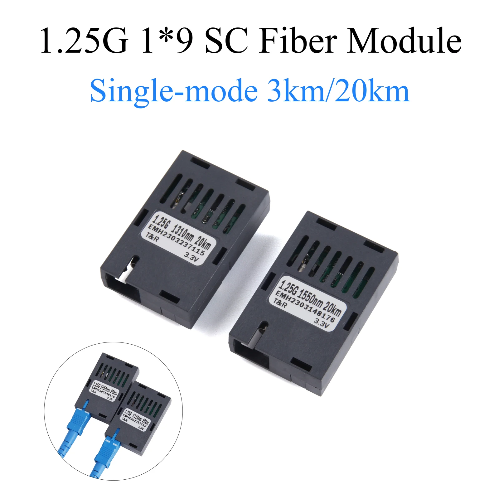 1Pair 1.25G 1*9 Fiber Optical Module 1000M Gigabit SC UPC APC Single Mode 1310nm/1550nm Fiber Send and Receive A + B Kit 3KM/20KM fiber transceiver module