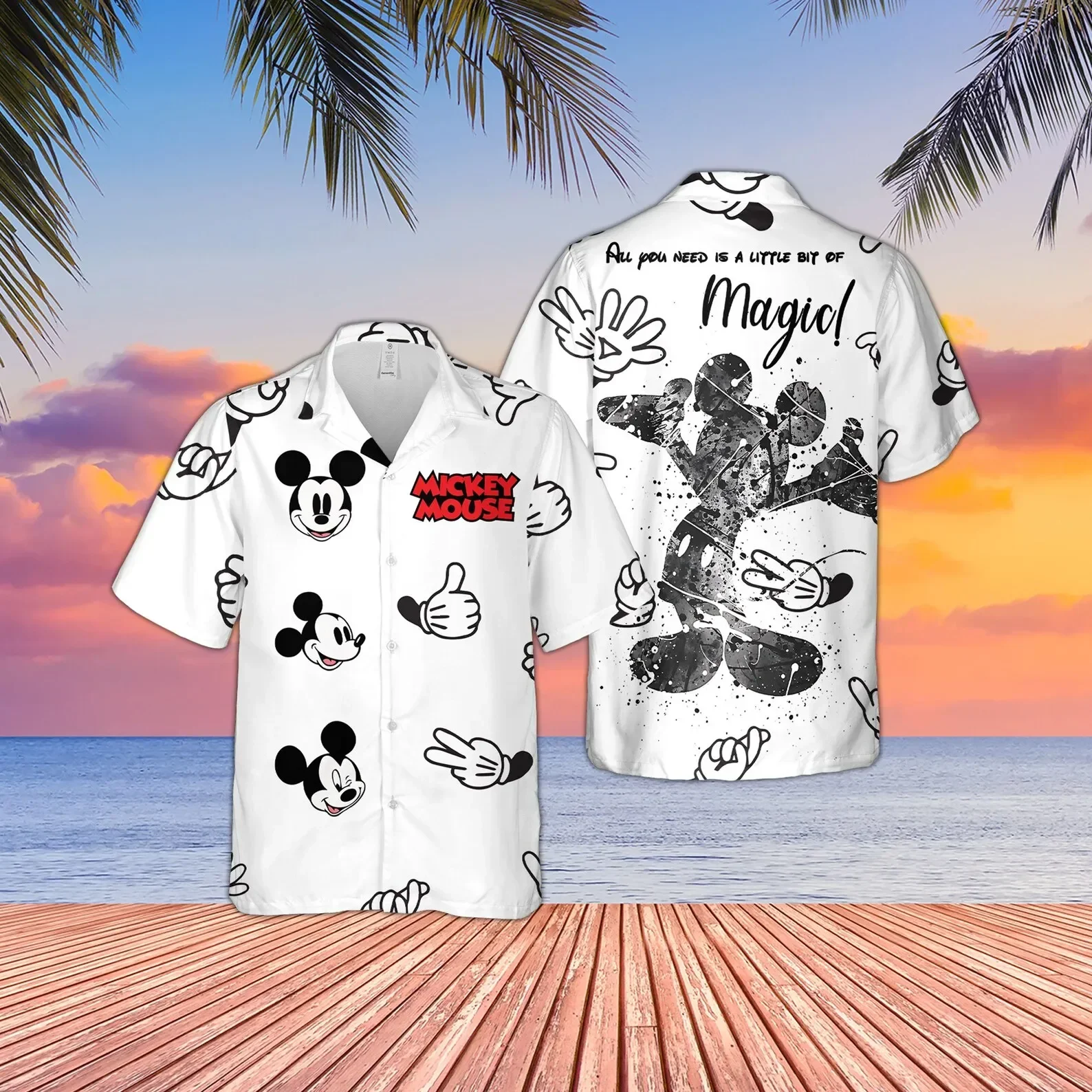 

Летние Гавайские рубашки Disney с Микки Маусом мужские рубашки с коротким рукавом на пуговицах Гавайские рубашки Диснея повседневные пляжные рубашки