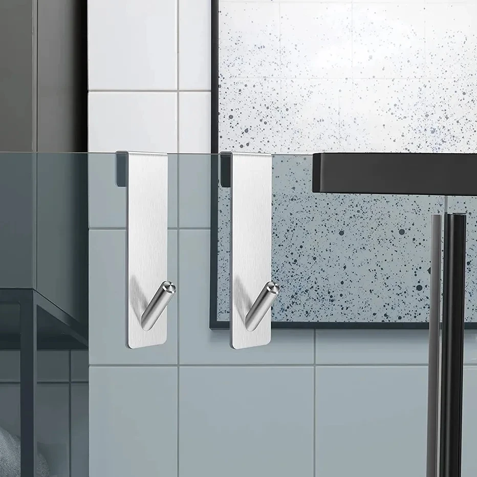 Bathroom Shower Door Back Stainless Steel S-Shape Hook for Towel and Bathrobe