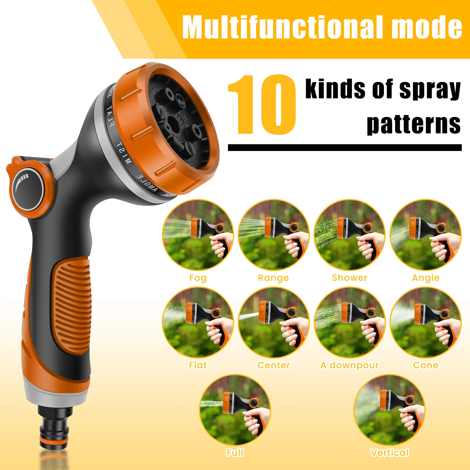 3Pcs Garden Hose Spray Nozzle High Pressure Watering Gun with 10 Spray Patterns Thumb Switch Design Car Washing Cleaning Tool