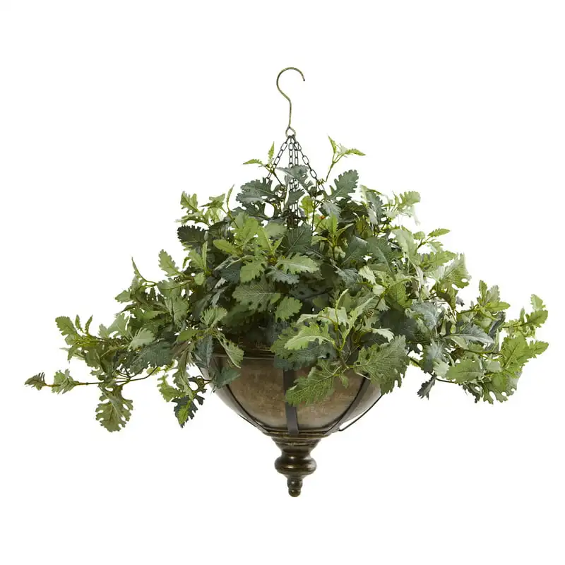 

Dusty Artificial Plant in Hanging Bowl, Green