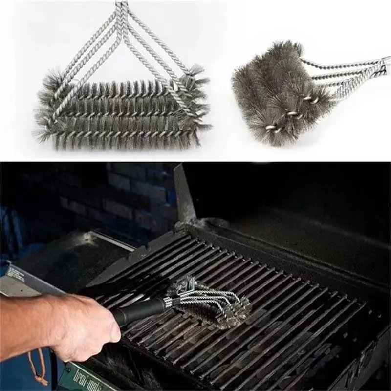 Safe Grill Brush Bristle Free BBQ Grill Brush Rust Resistant Stainless Steel Barbecue Cleaner Grilling Accessories Clean Tools