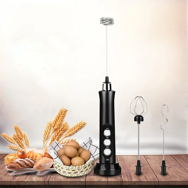 Rechargeable Electric Milk Frother Blender 3 In 1 Handheld Foamer - High Speeds Drink Mixer For Coffee Cappuccino Egg Stirring 5