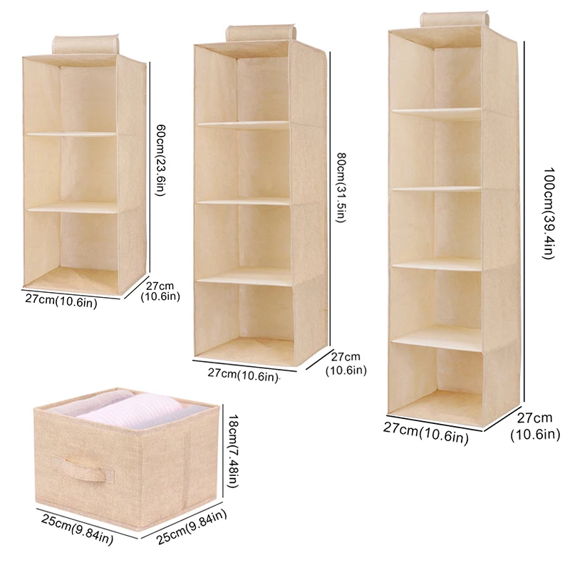 Multi-Layer Hanging Closet Organizer Hanging Bag/Shelf,Collapsible Wardrobe Sundries Organizer washable fabric 5
