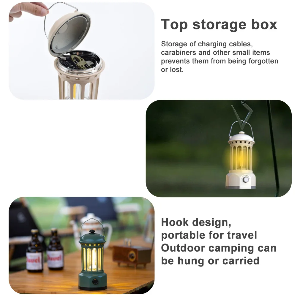 Description Picture 5 of itemVintage Camping Lantern Portable Flashlight Outdoor Rechargeable Lighting Tent Lights For Camping, Exploring