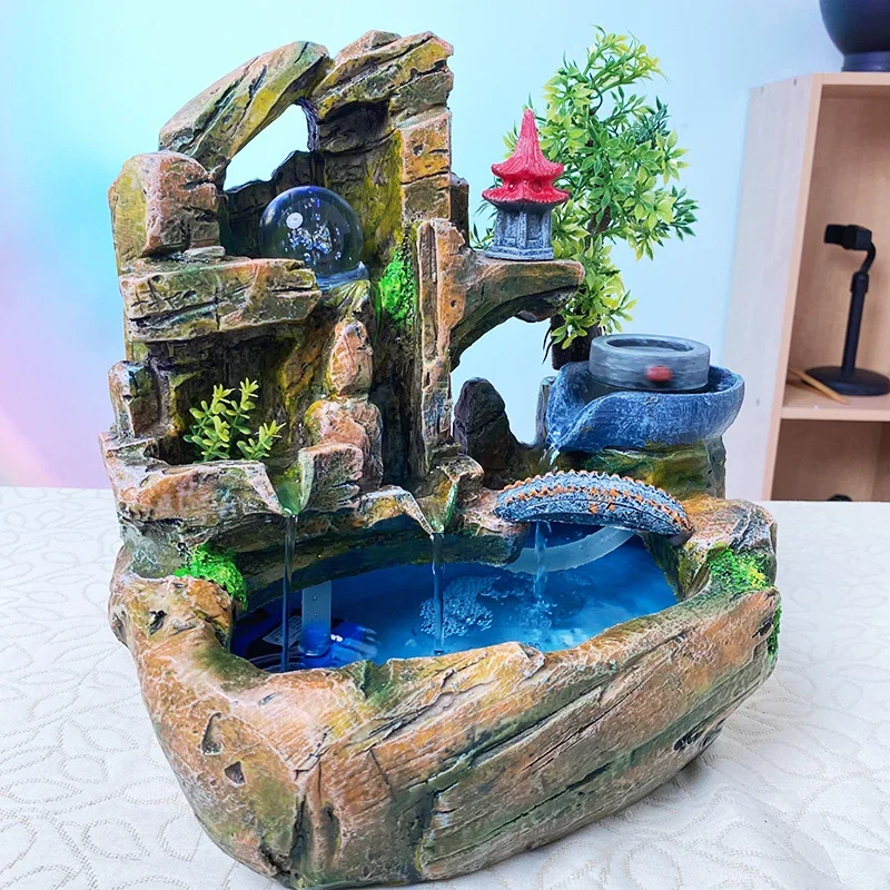 

Creative Flow Waterfall Fountain Creative Indoor Simulation Resin Rock Landscape Decoration Fountain Decoration