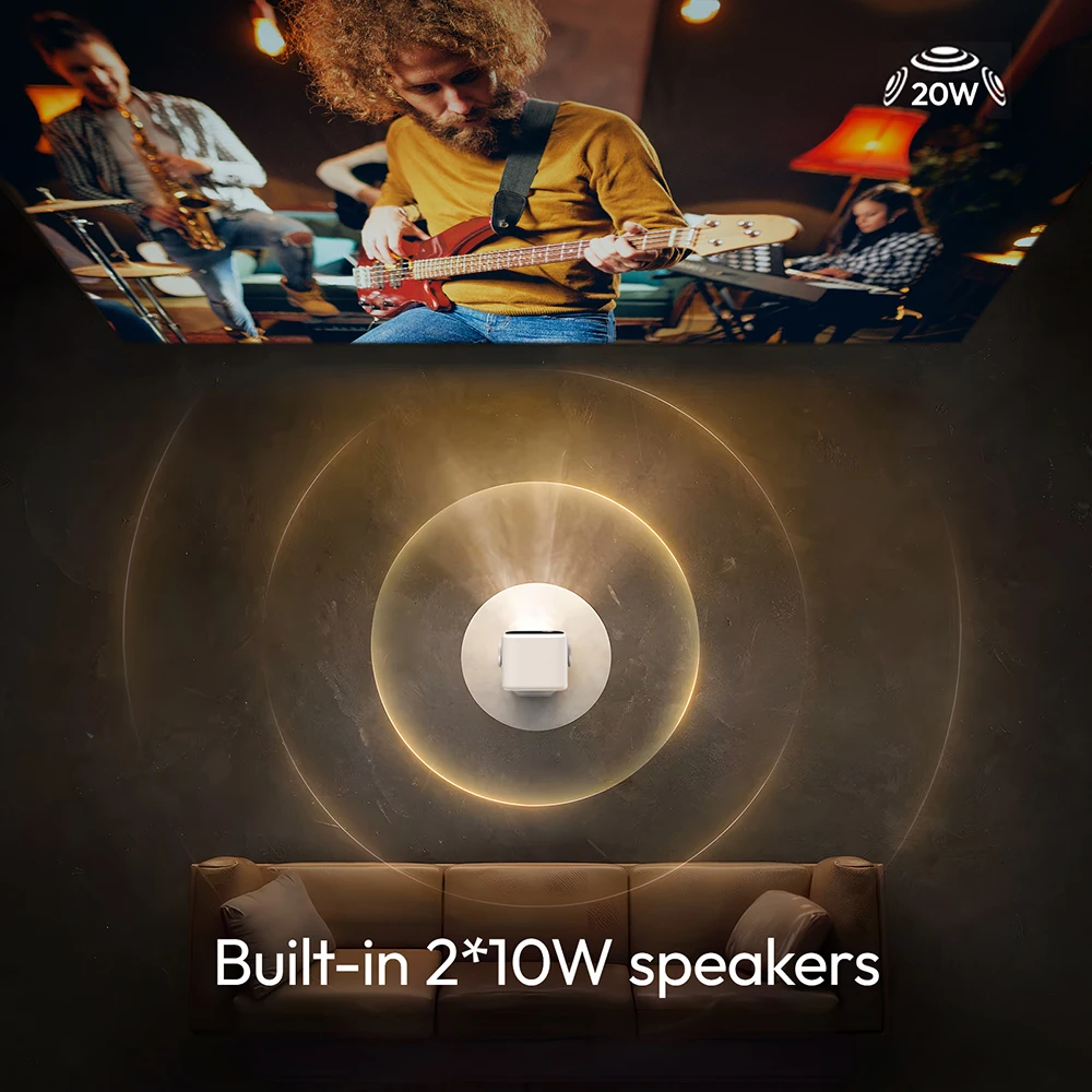 جهاز عرض VEVSHAO V60 محمول بدقة 4K وFull HD 1080P...