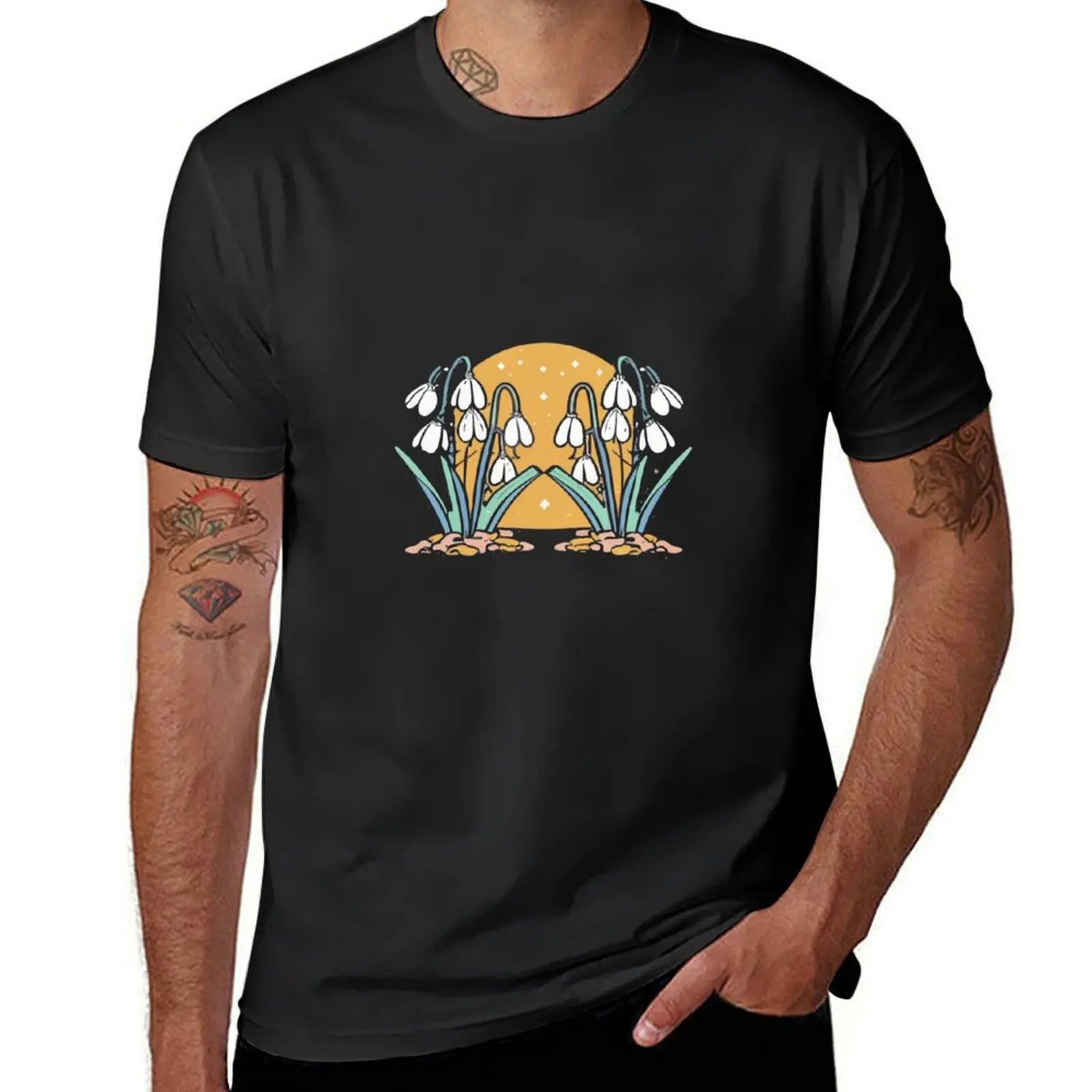 

Vintage colors sunset and first spring flowers - first day of spring T-shirt cute tops Blouse mens plain t shirts